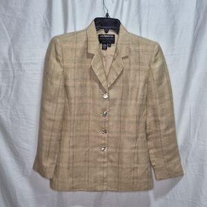 Liz Claiborne Women's Tan Blazer w Abalone Buttons And 2 Front Pockets Sz 8P